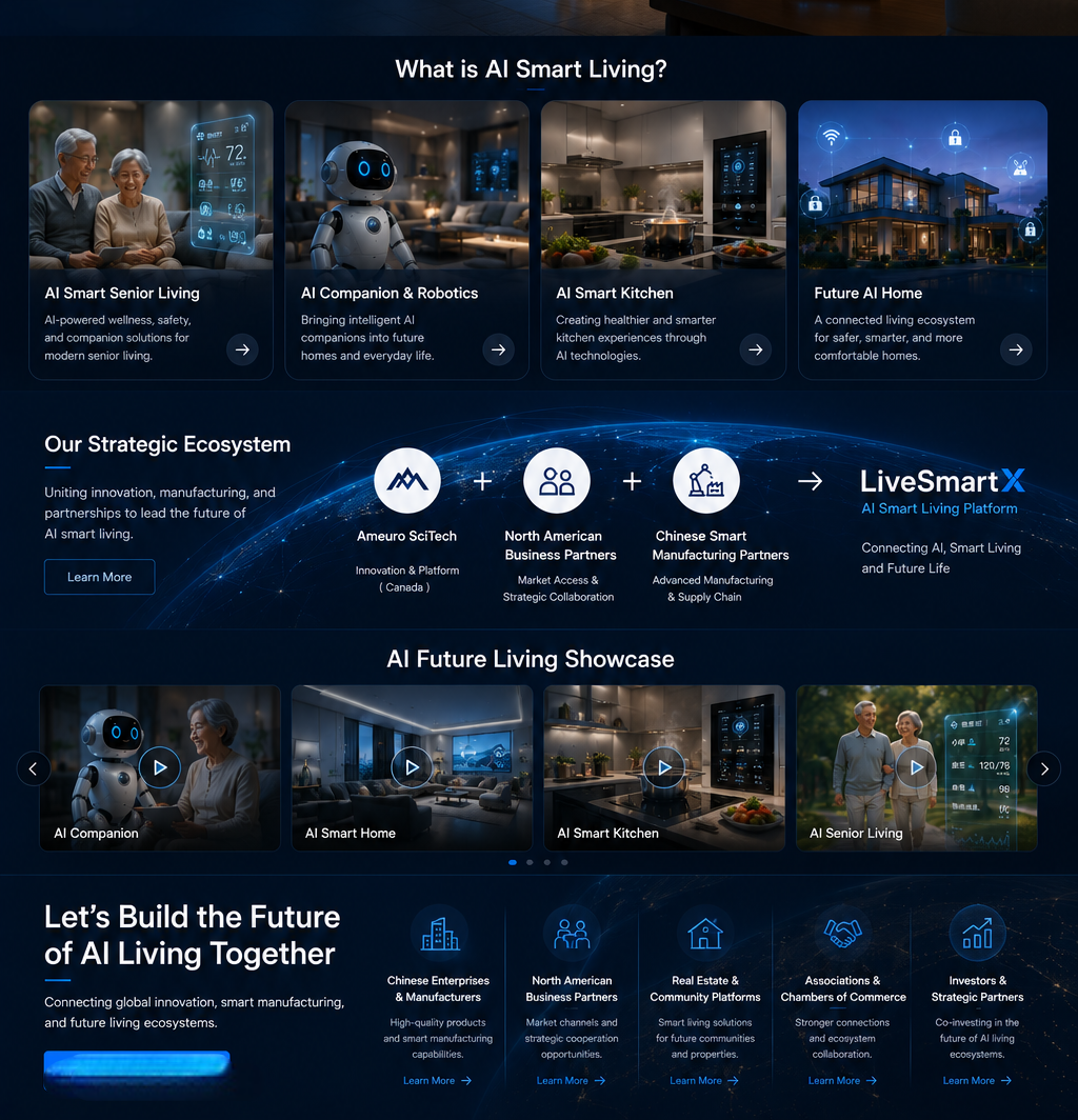 LiveSmartX homepage visual mockup